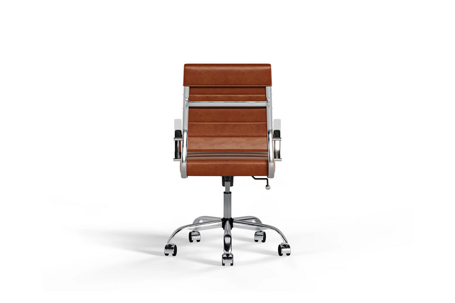 Laguna Classic Office Chair - Brown Vegan Leather and Chrome Base - With Wheels