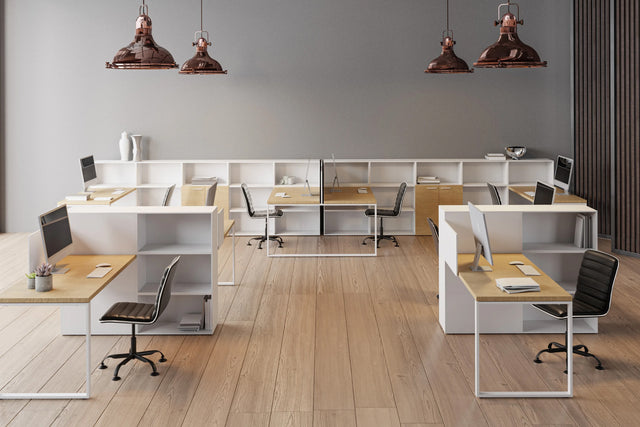 Medium Back Ribbed Office Chair - Brown Vegan Leather and Chrome Base - With Wheels