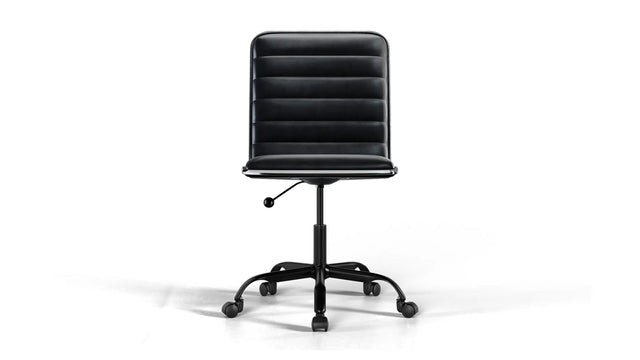 Dinamo Office Chair - Black Vegan Leather and Black Base - With Wheels