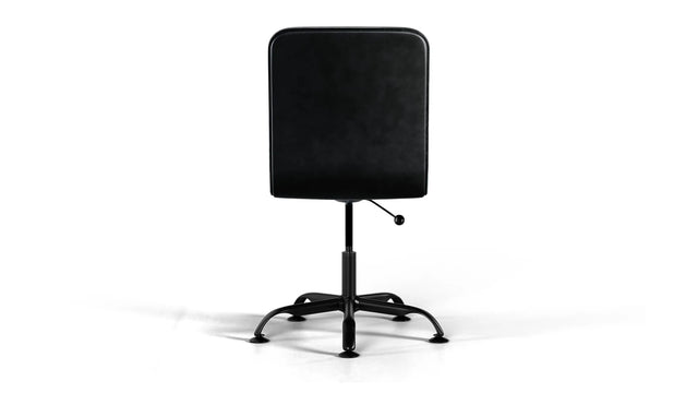 Medium Back Ribbed Office Chair - Black Vegan Leather and Chrome Base - With Wheels