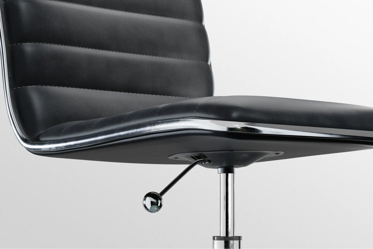 Dinamo Office Chair - Black Vegan Leather and Chrome Base