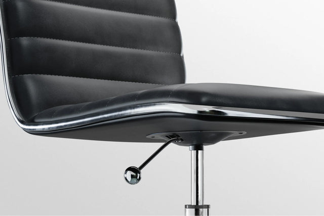 Dinamo Office Chair - Black Vegan Leather and Chrome Base