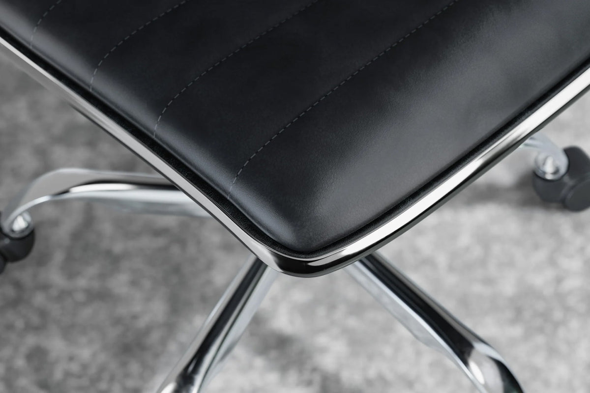 Dinamo Office Chair - Black Vegan Leather and Chrome Base