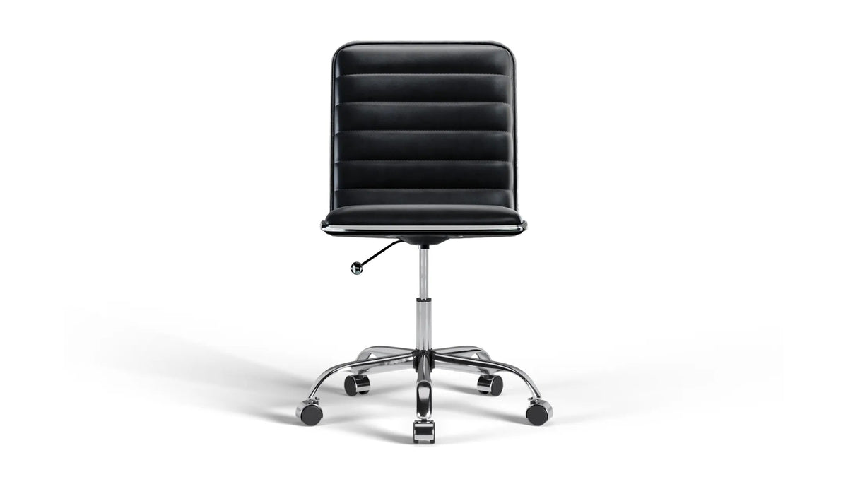 Dinamo Office Chair - Black Vegan Leather and Chrome Base - With Wheels