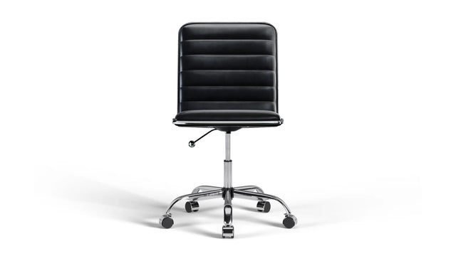 Dinamo Office Chair - Black Vegan Leather and Chrome Base - With Wheels
