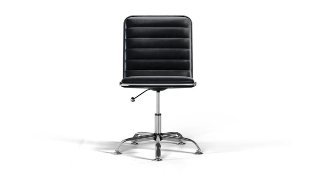 Dinamo Office Chair - Black Vegan Leather and Chrome Base - Without Wheels