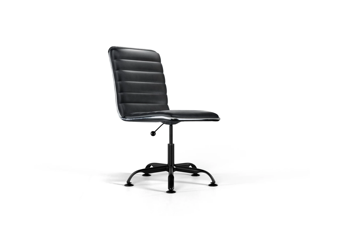 Dinamo Office Chair - Black Vegan Leather and Black Base - Without Wheels