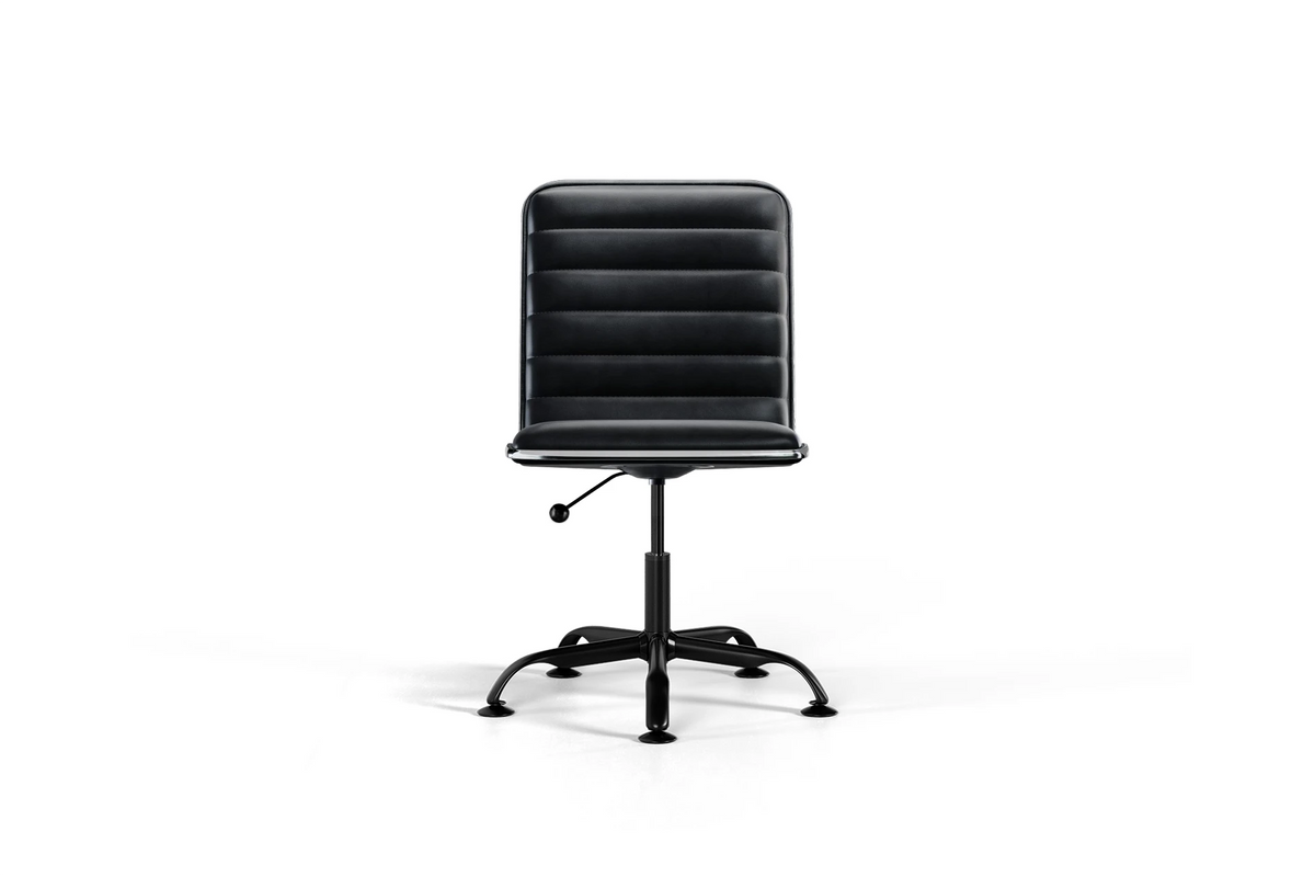 Dinamo Office Chair - Black Vegan Leather and Black Base - Without Wheels