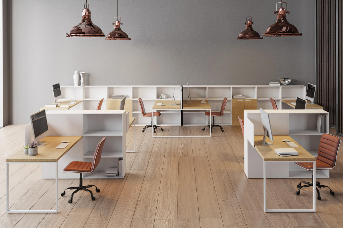 Medium Back Ribbed Office Chair - Brown Vegan Leather and Chrome Base