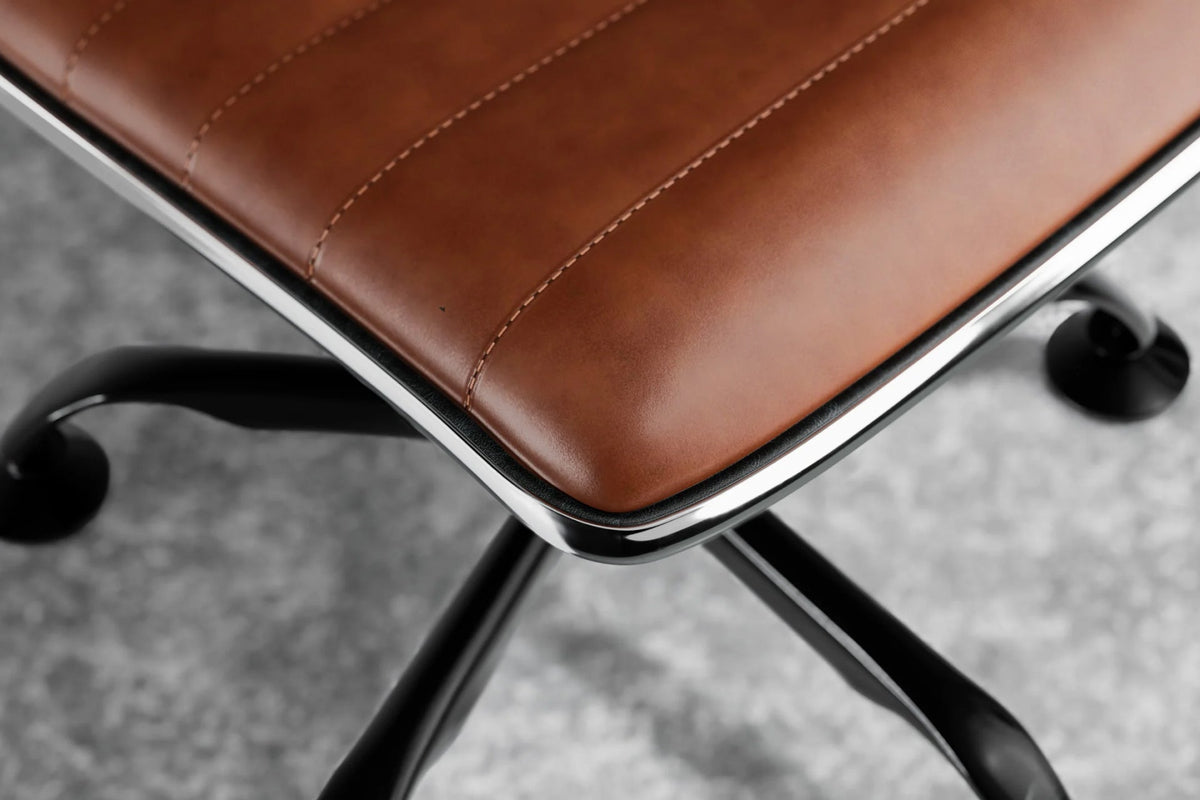 Dinamo Office Chair - Brown Vegan Leather and Black Base - Without Wheels