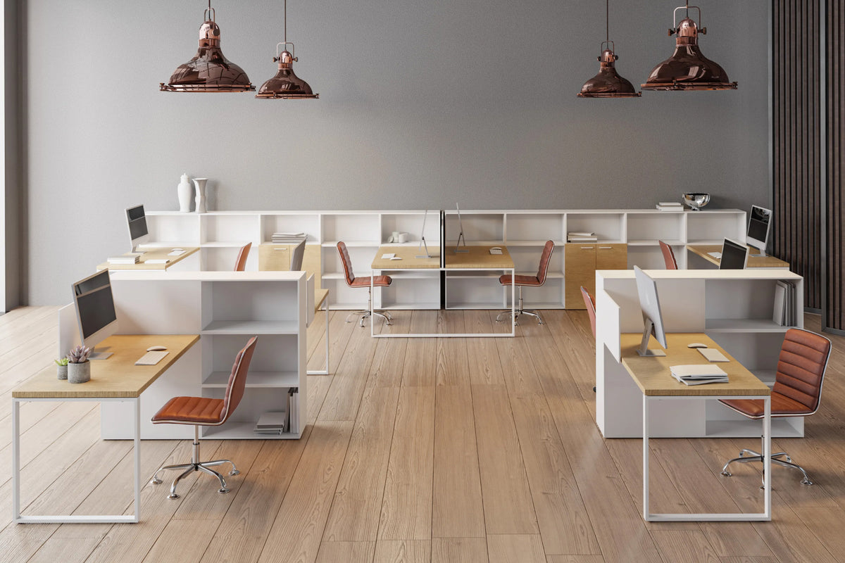 Medium Back Ribbed Office Chair - Brown Vegan Leather and Chrome Base - Without Wheels