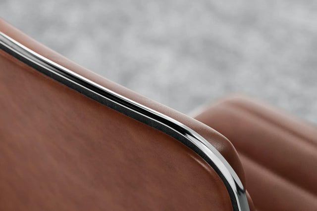 Dinamo Office Chair - Brown Vegan Leather and Chrome Base