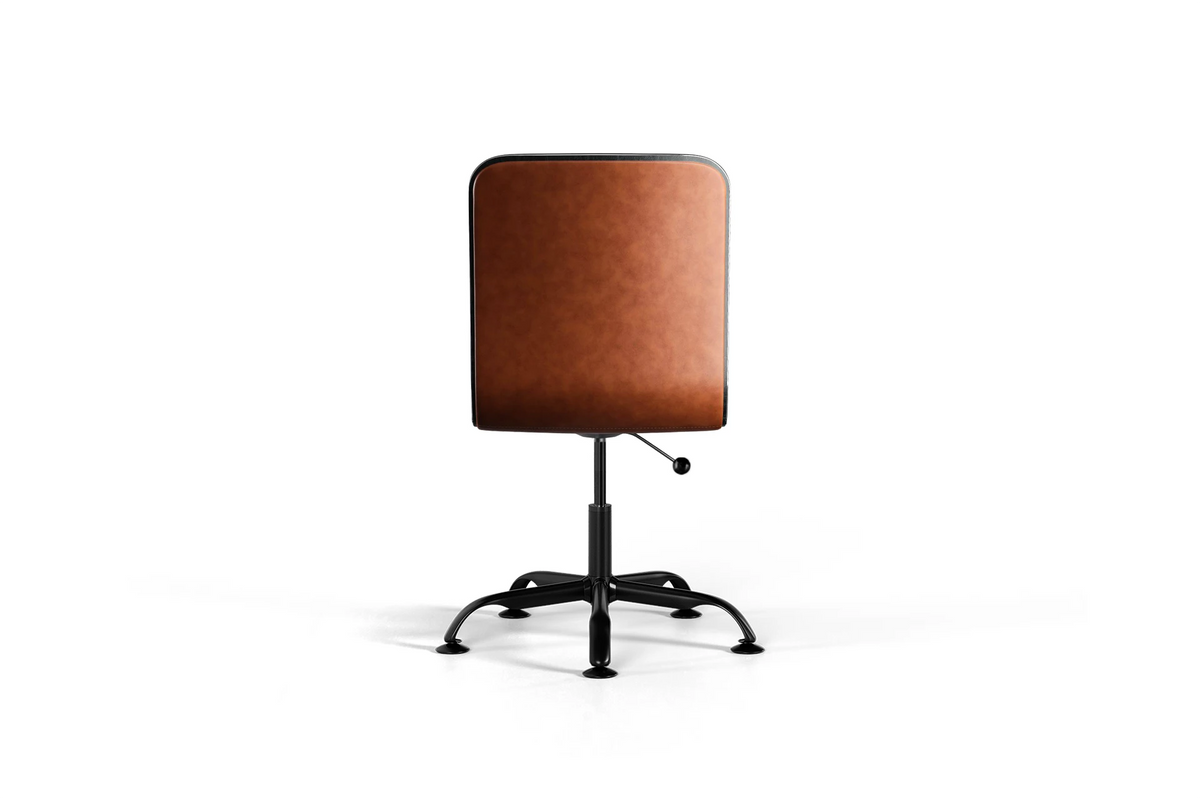 Dinamo Office Chair - Brown Vegan Leather and Black Base - Without Wheels