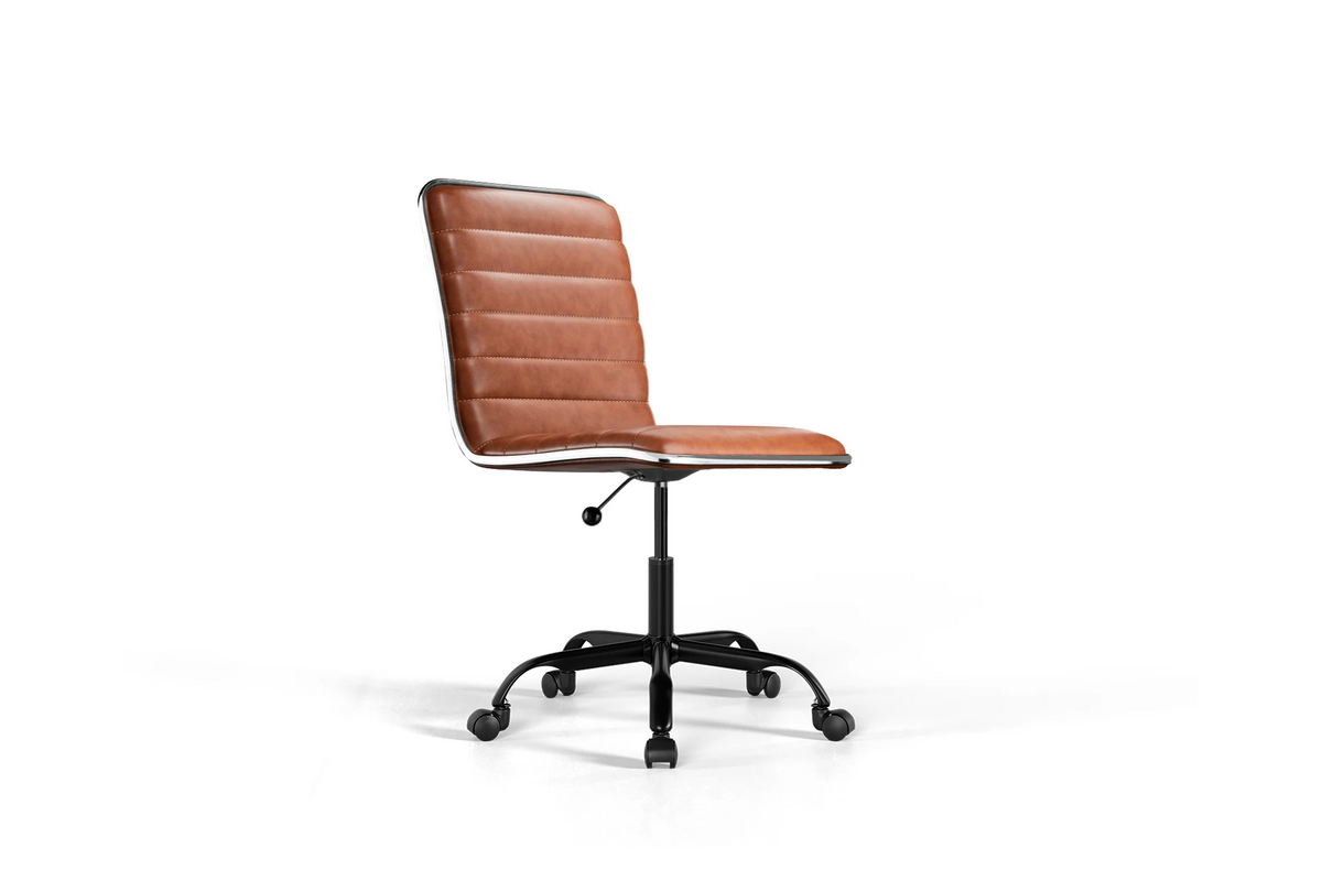 Dinamo Office Chair - Brown Vegan Leather and Black Base - With Wheels