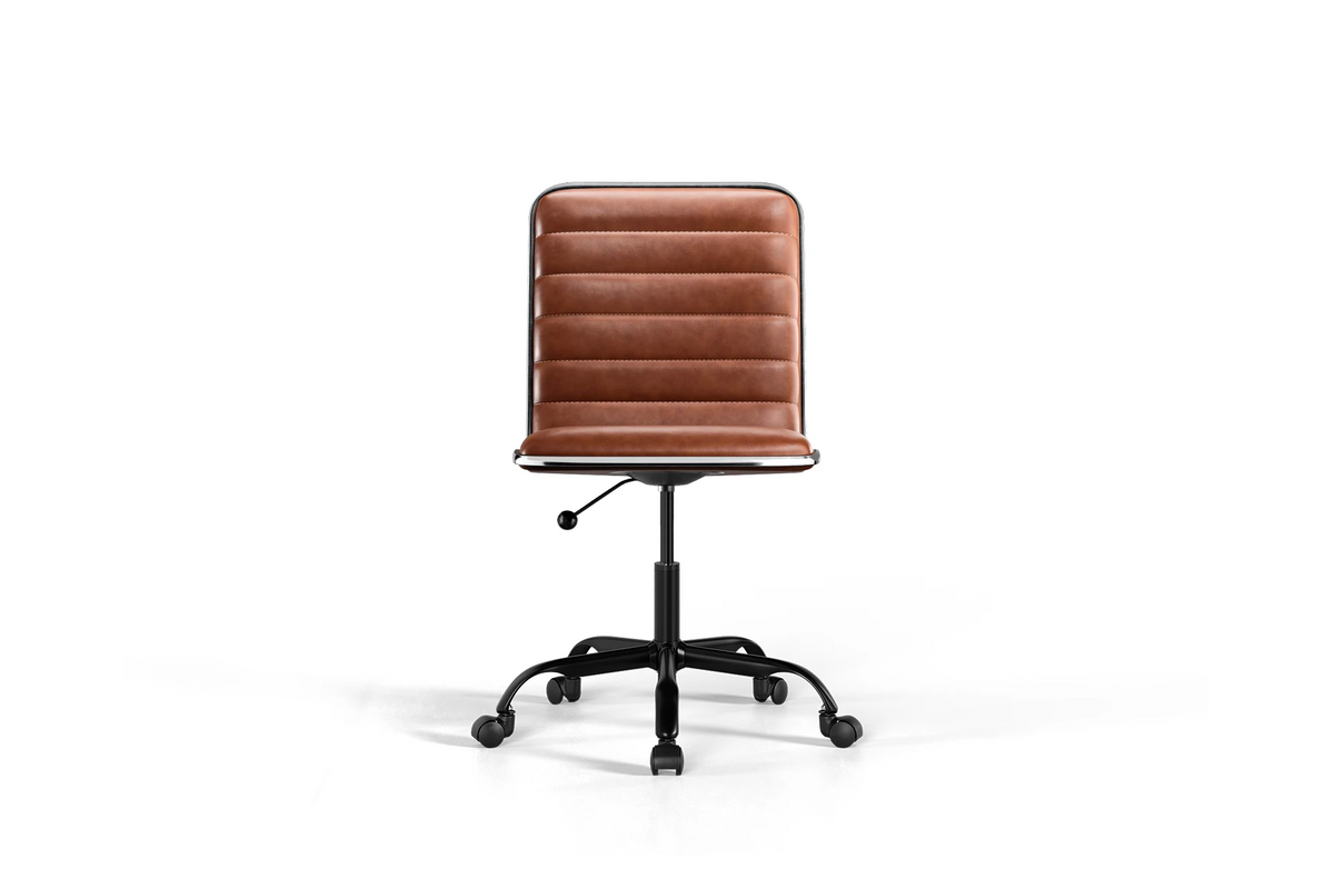 Dinamo Office Chair - Brown Vegan Leather and Black Base - With Wheels