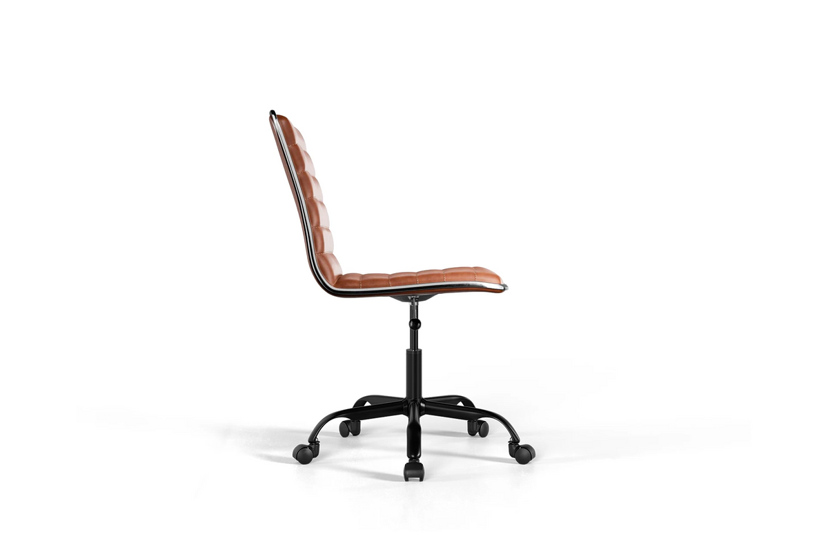Dinamo Office Chair - Brown Vegan Leather and Black Base - With Wheels