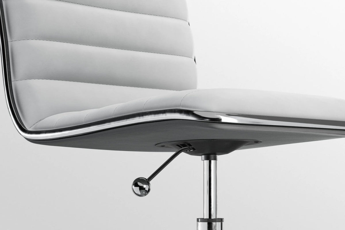 Dinamo Office Chair - White Vegan Leather and Chrome Base