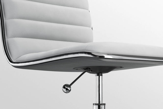 Dinamo Office Chair - White Vegan Leather and Chrome Base