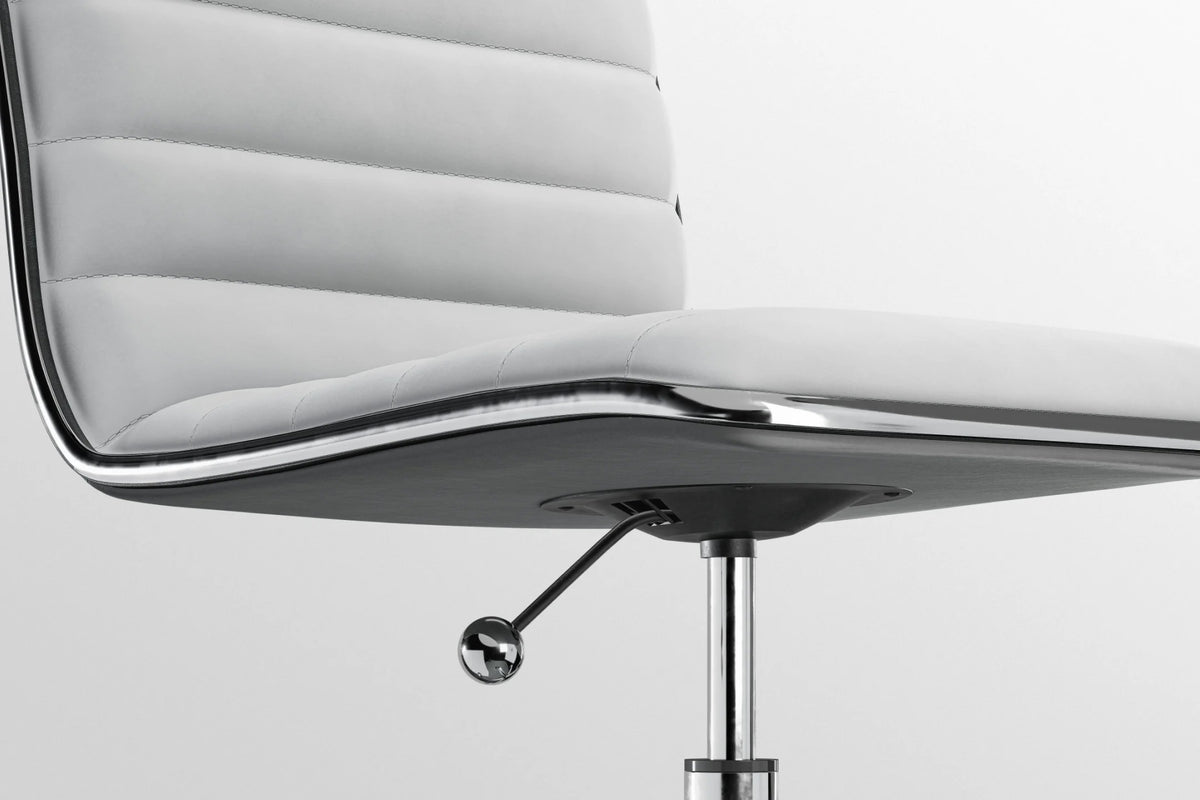 Dinamo Office Chair - White Vegan Leather and Chrome Base