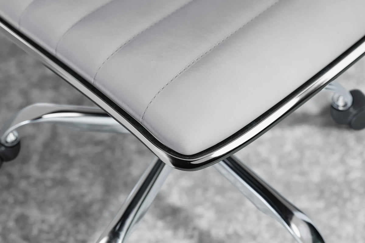 Dinamo Office Chair - White Vegan Leather and Chrome Base