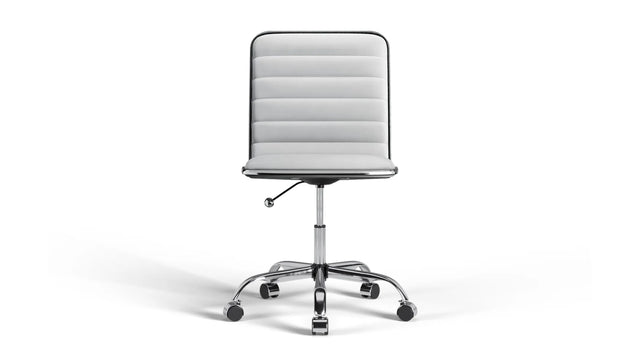 Dinamo Office Chair - White Vegan Leather and Chrome Base - With Wheels