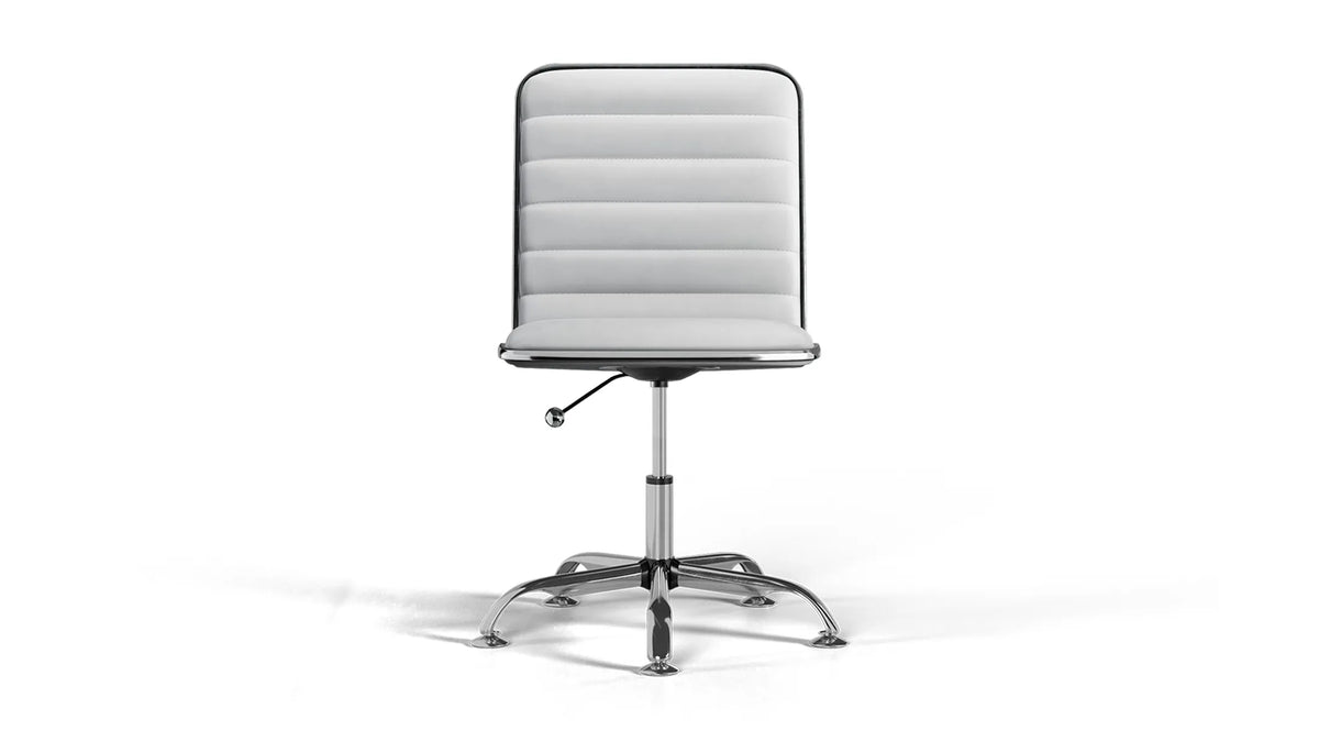 Dinamo Office Chair - White Vegan Leather and Chrome Base - Without Wheels