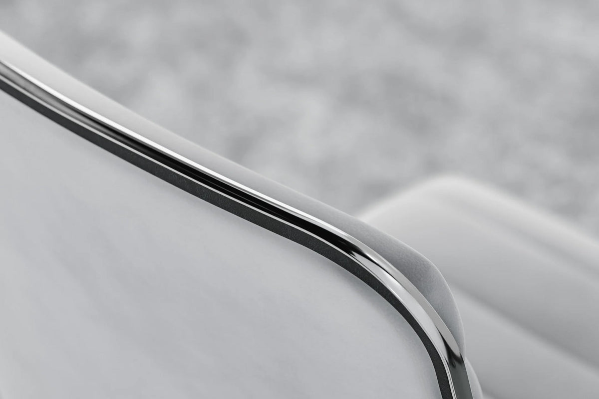 Dinamo Office Chair - White Vegan Leather and Chrome Base