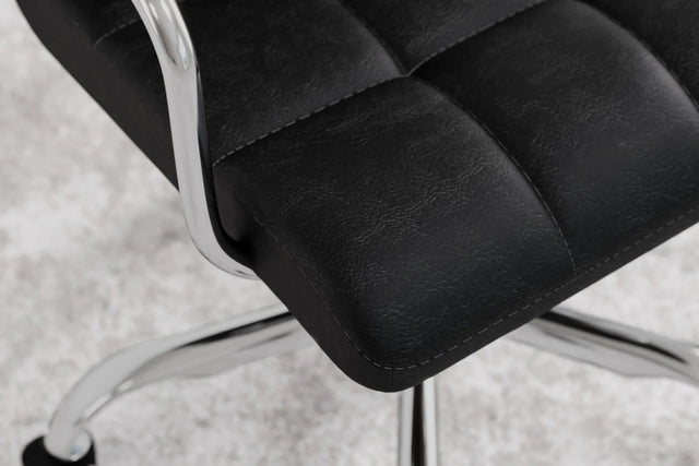 Futura Office Chair - Black Vegan Leather and Chrome Base - With Wheels