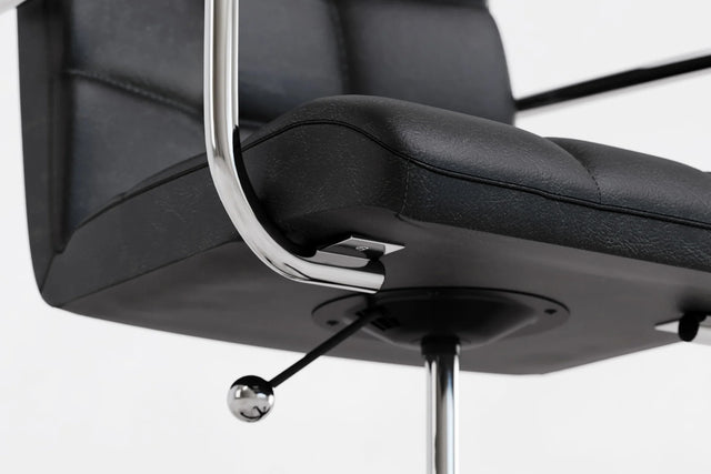 Futura Office Chair - Black Vegan Leather and Chrome Base - With Wheels