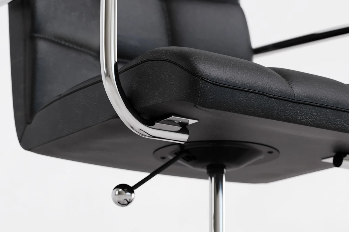 Futura Office Chair - Black Vegan Leather and Chrome Base - With Wheels