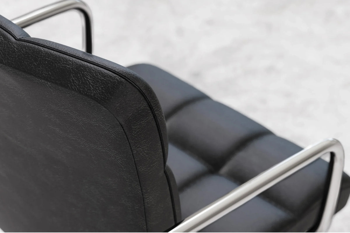 Futura Office Chair - Black Vegan Leather and Chrome Base - With Wheels