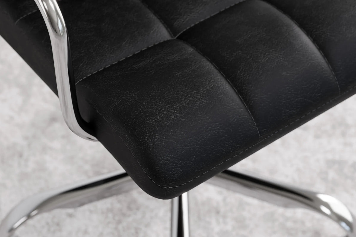Futura Office Chair - Black Vegan Leather and Chrome Base - With Wheels