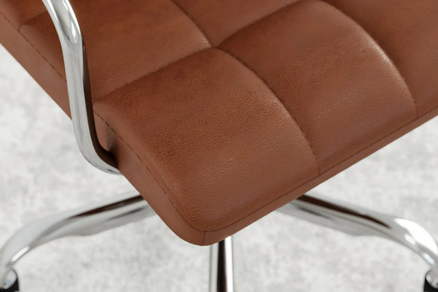 Futura Office Chair - Brown Vegan Leather and Chrome Base - With Wheels