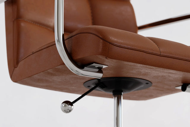 Futura Office Chair - Brown Vegan Leather and Chrome Base - With Wheels