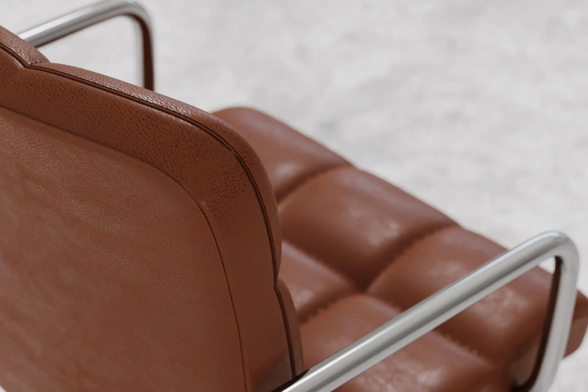 Futura Office Chair - Brown Vegan Leather and Chrome Base - With Wheels
