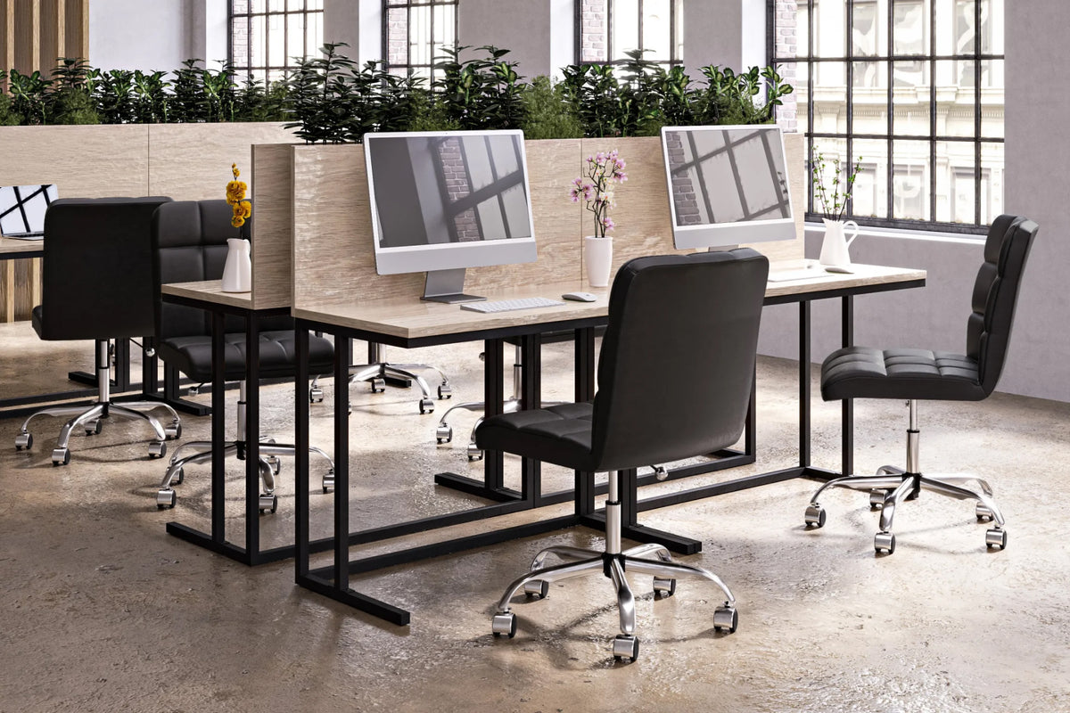 Futura Office Chair - Black Vegan Leather and Chrome Base - With Wheels