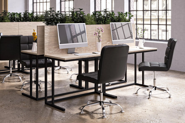 Futura Office Chair - Black Vegan Leather and Chrome Base - Without Wheels