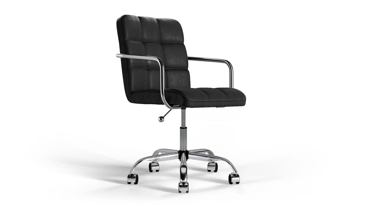 Futura Office Chair - Black Vegan Leather and Chrome Base - With Wheels