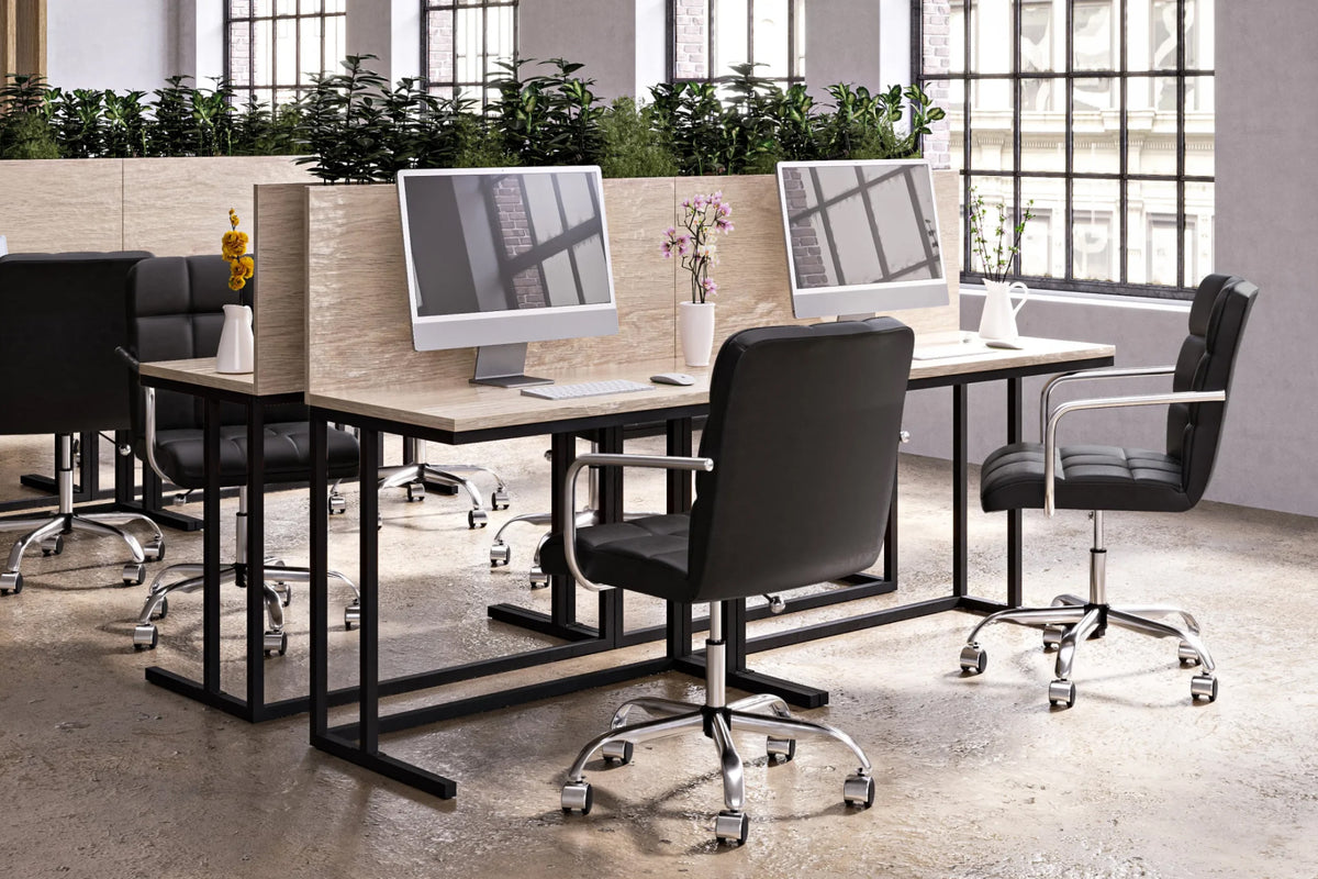 Futura Office Chair - Black Vegan Leather and Chrome Base - With Wheels