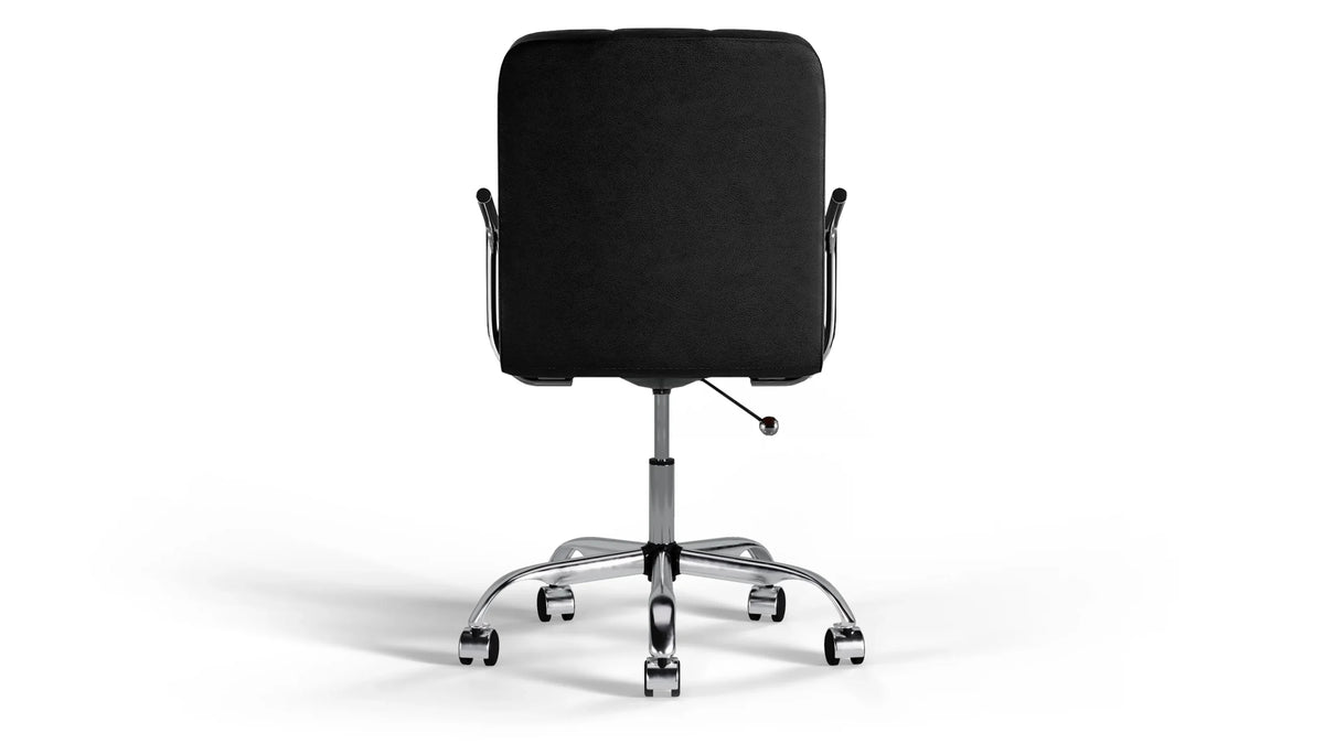 Futura Office Chair - Black Vegan Leather and Chrome Base - With Wheels