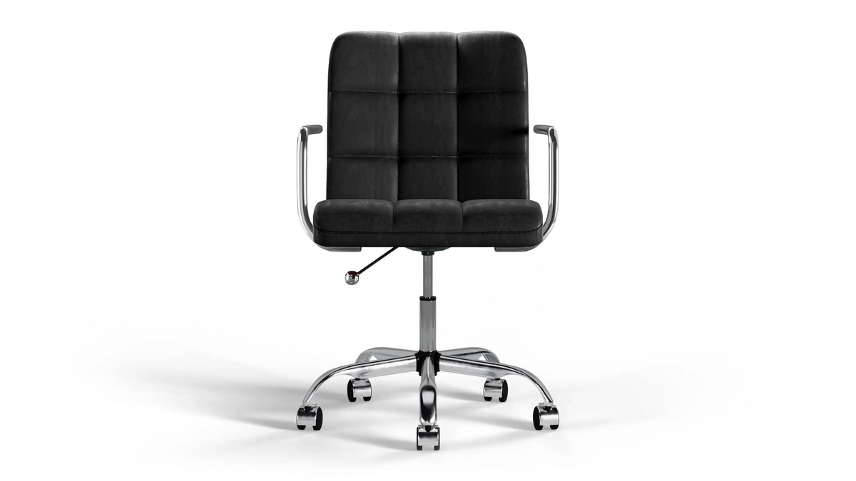 Futura Office Chair - Black Vegan Leather and Chrome Base - With Wheels