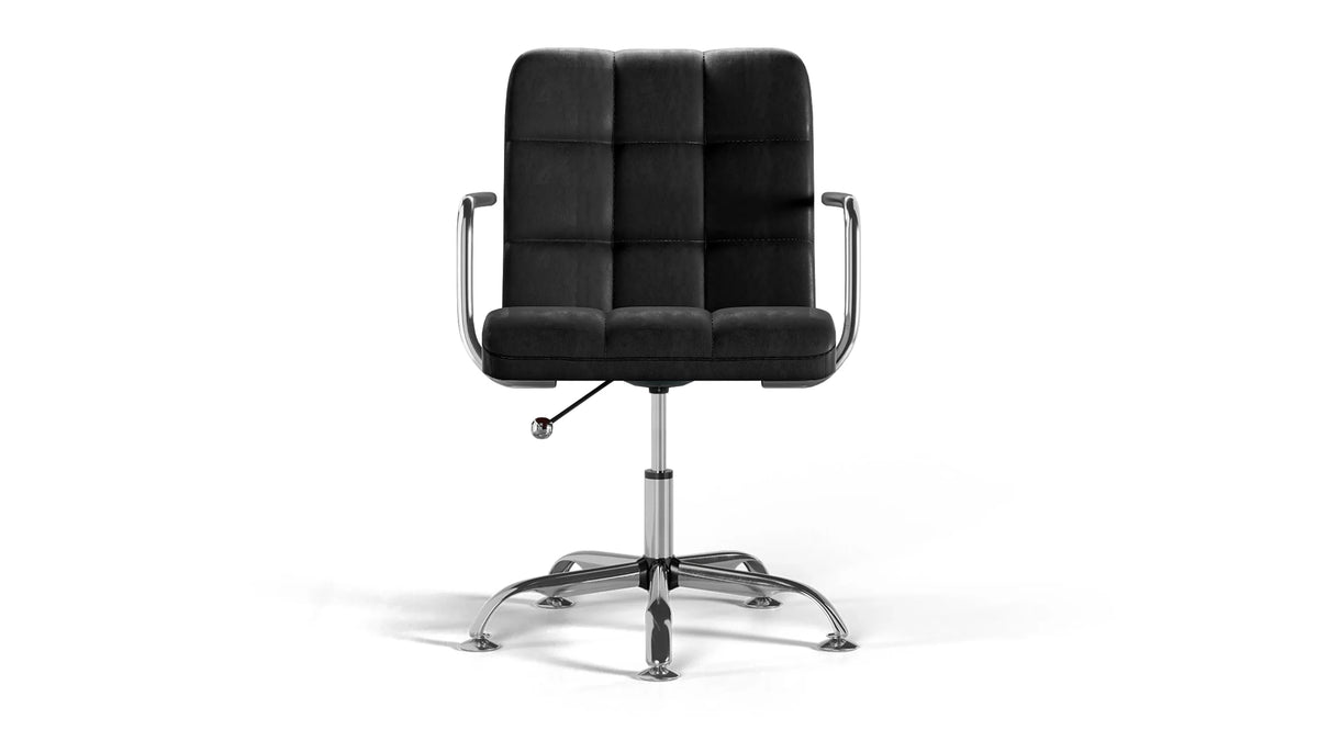 Futura Office Chair - Black Vegan Leather and Chrome Base - Without Wheels