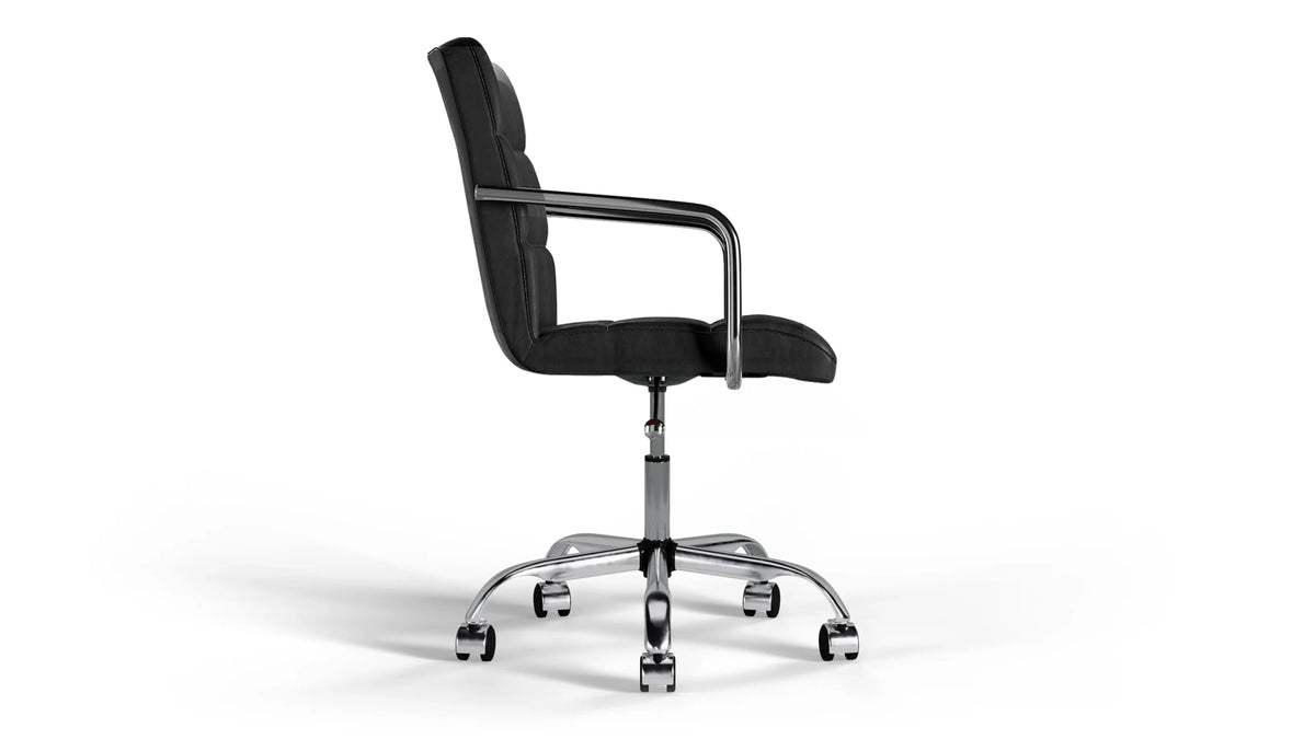 Futura Office Chair - Black Vegan Leather and Chrome Base - With Wheels