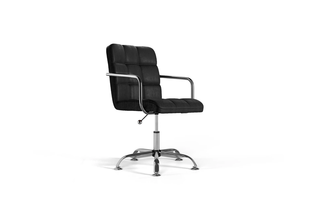 Futura Office Chair - Black Vegan Leather and Chrome Base - Without Wheels