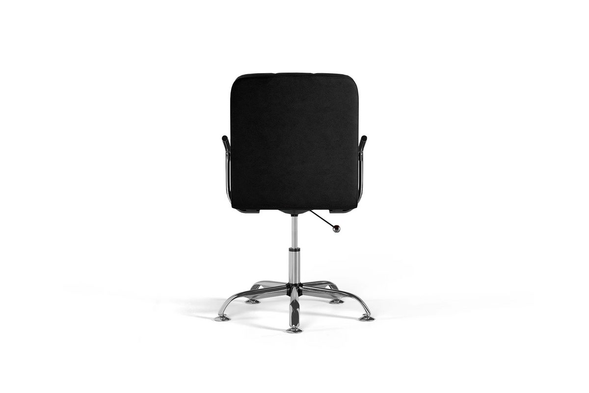 Futura Office Chair - Black Vegan Leather and Chrome Base - Without Wheels