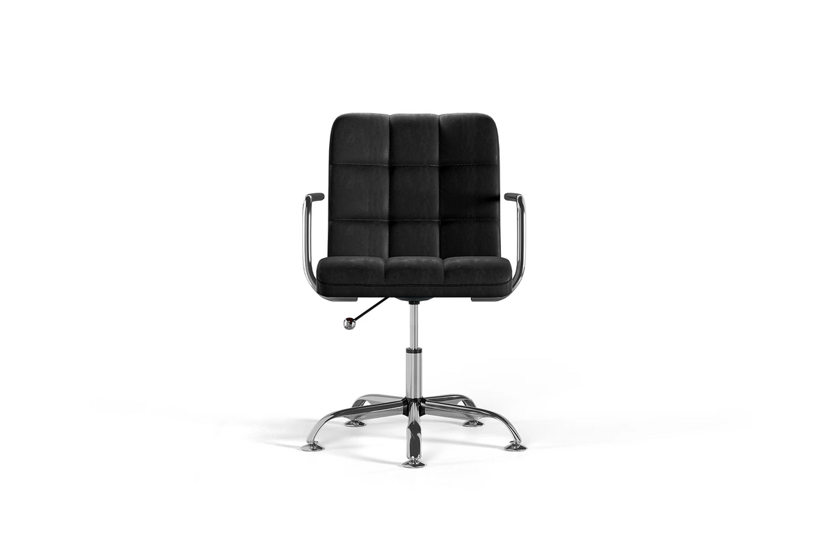 Futura Office Chair - Black Vegan Leather and Chrome Base - Without Wheels