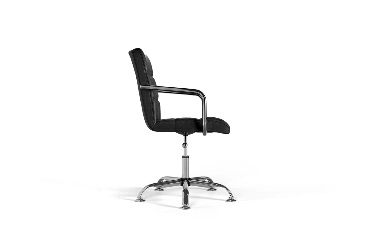 Futura Office Chair - Black Vegan Leather and Chrome Base - Without Wheels