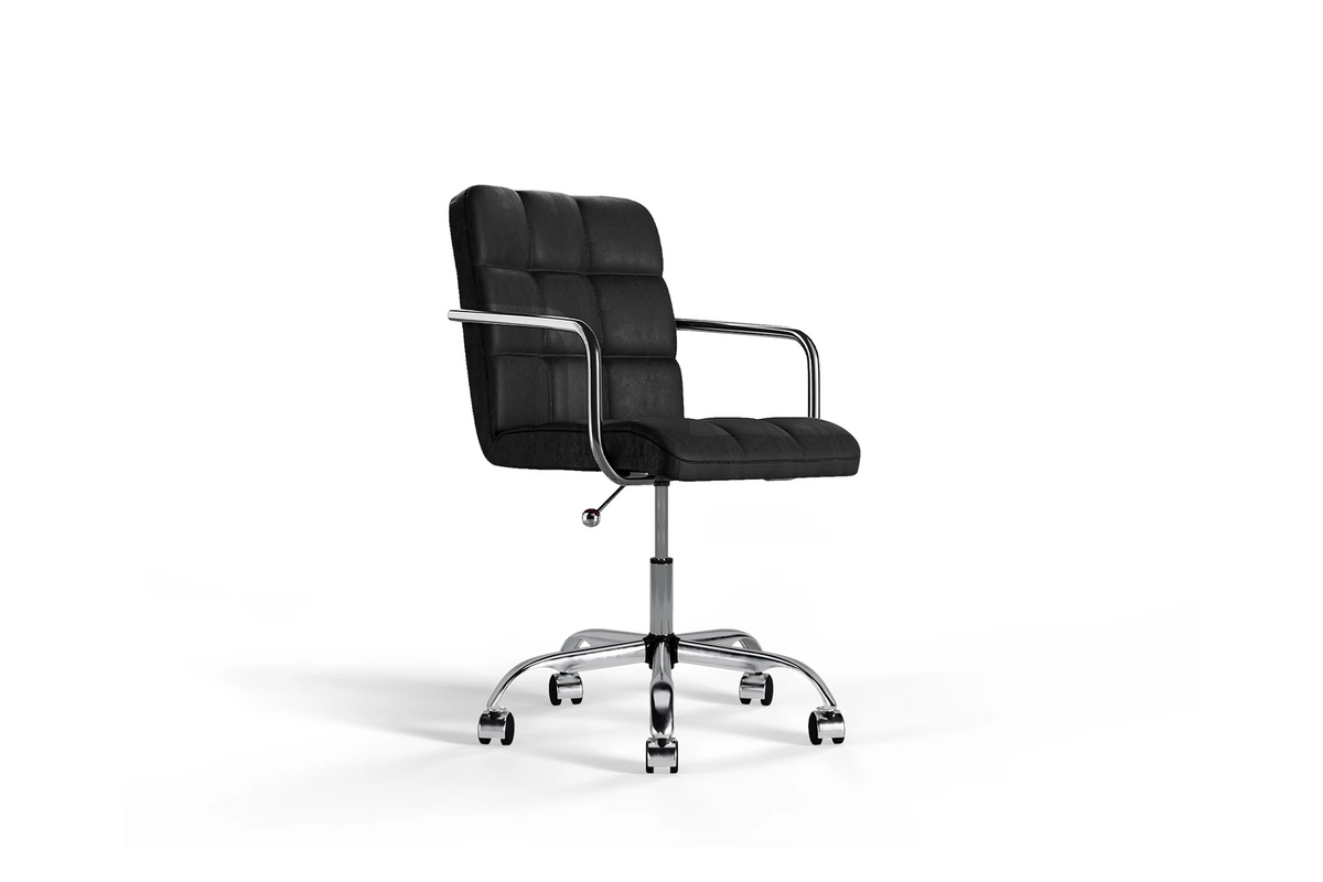 Futura Office Chair - Black Vegan Leather and Chrome Base - With Wheels