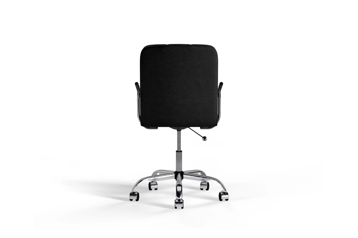 Futura Office Chair - Black Vegan Leather and Chrome Base - With Wheels