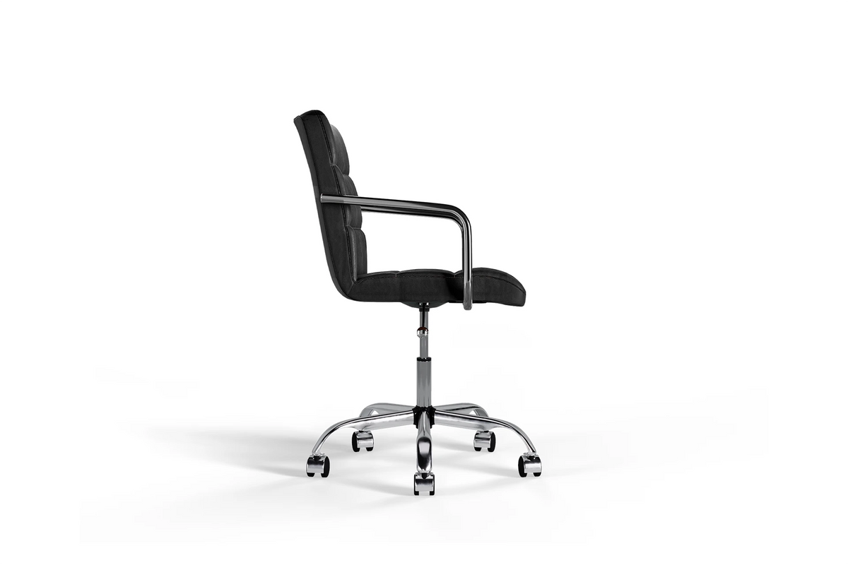 Futura Office Chair - Black Vegan Leather and Chrome Base - With Wheels